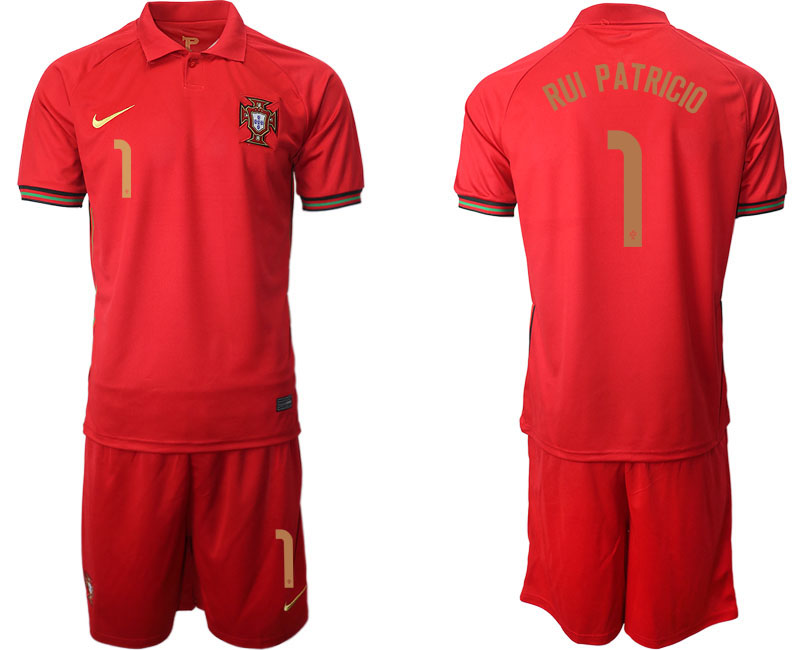 Men 2021 European Cup Portugal home red #1 Soccer Jersey